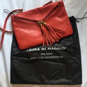 Laura Di Maggio red Italian leather crossbody bag